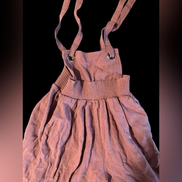 Very J Women’s Linen Blend Camel Brown Jumper Wide Leg Jumpsuit Size Small - Picture 10 of 11